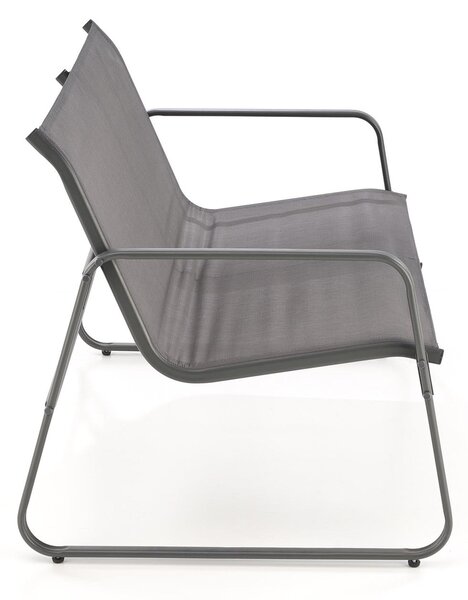 Set gradina CONOR, gri, plasa/sticla/metal, cu masuta, 2 scaune si can