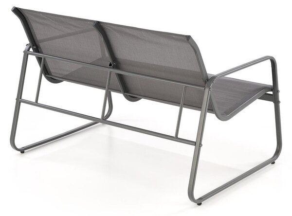 Set gradina CONOR, gri, plasa/sticla/metal, cu masuta, 2 scaune si can