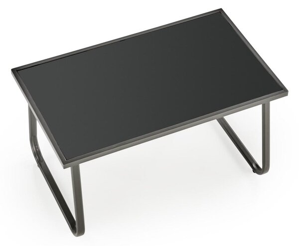 Set gradina CONOR, gri, plasa/sticla/metal, cu masuta, 2 scaune si can