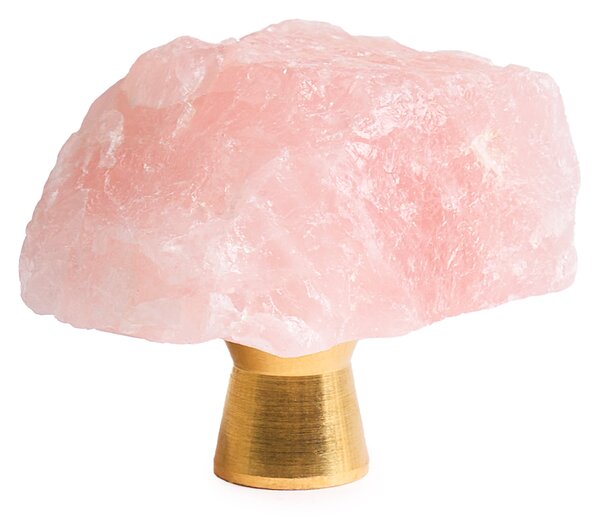 Maner mobilier tip buton onuvio™ din cristal natural și piatră semiprețioasă cu bază din alamă - design unic hand-made, model m03 - roz