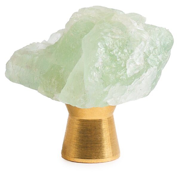 Maner mobilier tip buton onuvio™ din cristal natural și piatră semiprețioasă cu bază din alamă - design unic hand-made, model m03 - verde