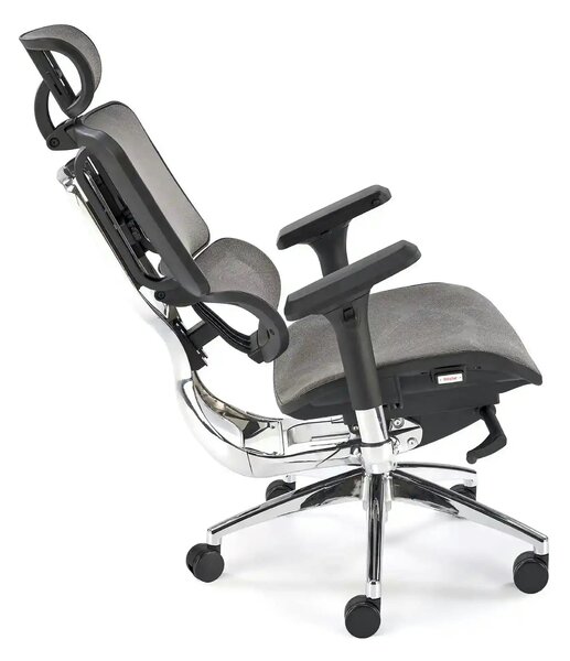 Scaun birou ETHAN, gri, plasa/metal, 72x70x130/139 cm