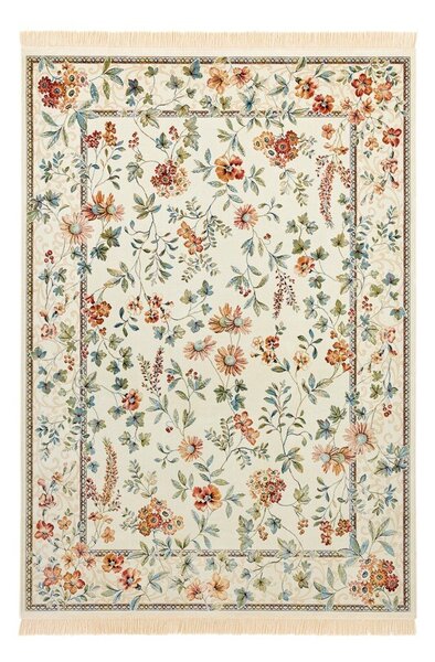 Covor crem din viscoză 195x300 cm Oriental Flowers – Nouristan