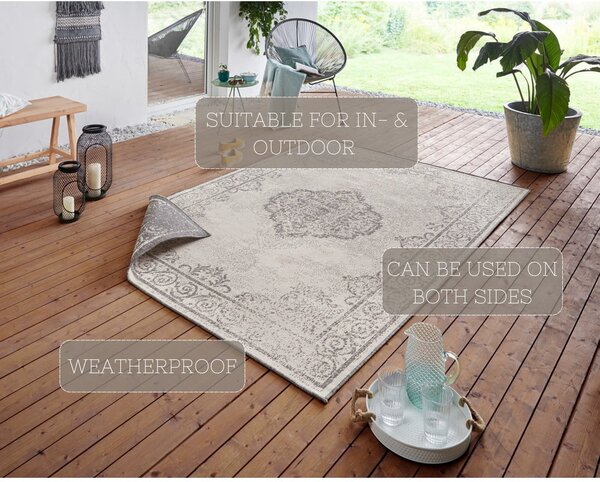 Covor adecvat pentru exterior NORTHRUGS Cebu, 160 x 230 cm, gri-crem