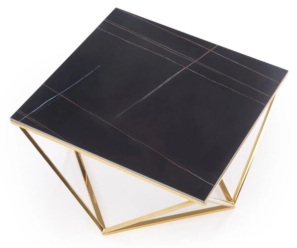 Masuta cafea FELICIA, negru/auriu, ceramica/metal, 80x80x46 cm