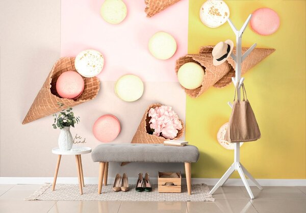 Fototapet macaroons într-un con