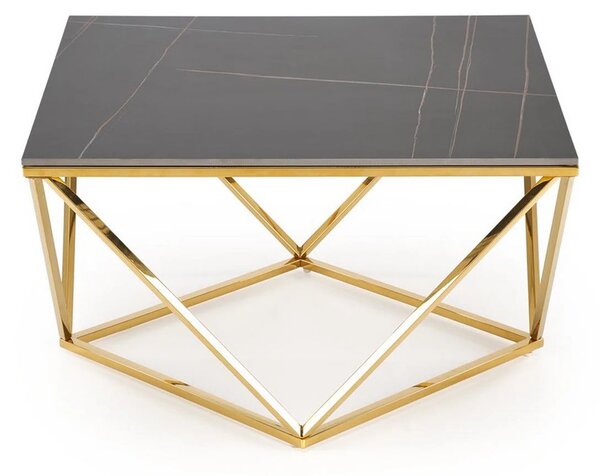 Masuta cafea FELICIA, negru/auriu, ceramica/metal, 80x80x46 cm