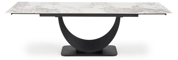 Masa living lux FERNANDO, alb/negru, ceramica/metal, 160/240x92x75 cm