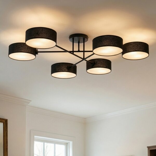 Candelabru pentru montaj pe tavan MAGA 6xE14/10W/230V negru