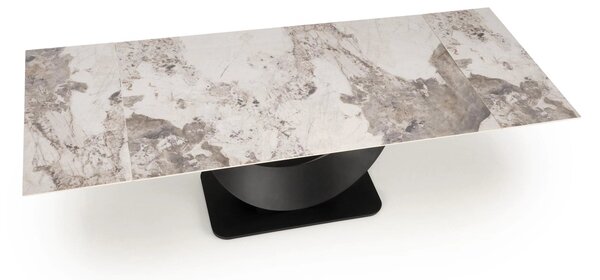 Masa living lux FERNANDO, alb/negru, ceramica/metal, 160/240x92x75 cm
