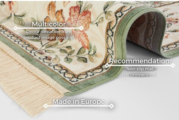 Covor verde/crem din viscoză 135x195 cm Oriental – Nouristan