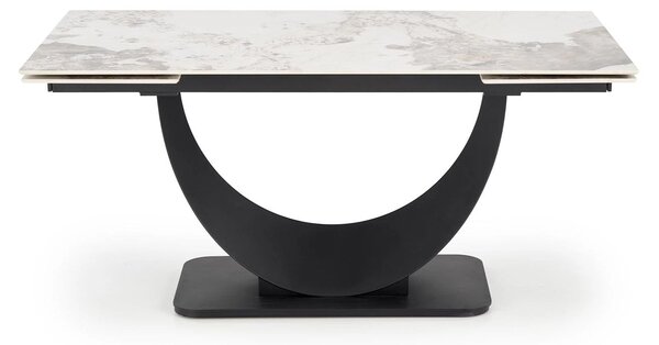 Masa living lux FERNANDO, alb/negru, ceramica/metal, 160/240x92x75 cm