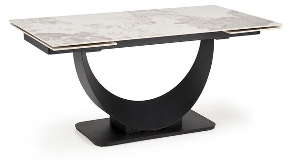 Masa living lux FERNANDO, alb/negru, ceramica/metal, 160/240x92x75 cm