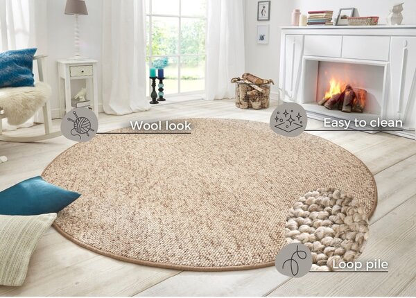 Covor maro deschis rotund ø 200 cm Wolly – BT Carpet
