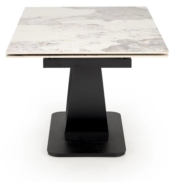 Masa living lux FERNANDO, alb/negru, ceramica/metal, 160/240x92x75 cm