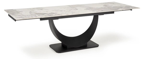 Masa living lux FERNANDO, alb/negru, ceramica/metal, 160/240x92x75 cm