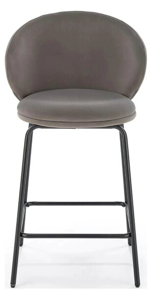 Scaun bar H121, gri - Mavel 14/negru, stofa catifelata/metal, 51x50x92