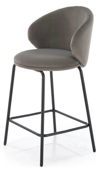 Scaun bar H121, gri - Mavel 14/negru, stofa catifelata/metal, 51x50x92