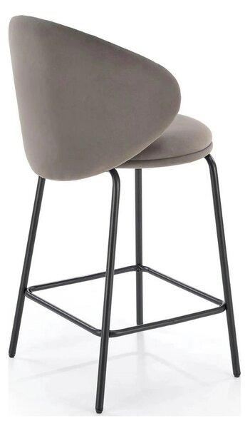Scaun bar H121, gri - Mavel 14/negru, stofa catifelata/metal, 51x50x92