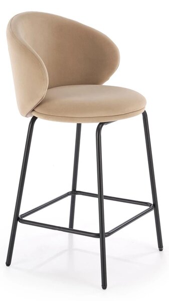 Scaun bar cu spatar inalt H121, bej - Mavel 38/negru, stofa catifelata