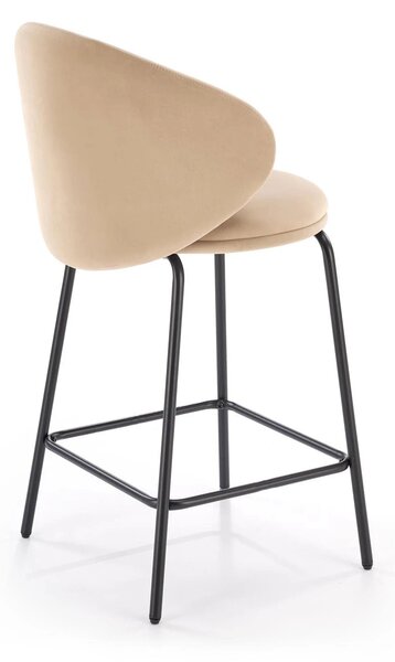 Scaun bar cu spatar inalt H121, bej - Mavel 38/negru, stofa catifelata