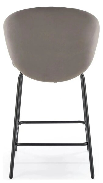 Scaun bar H121, gri - Mavel 14/negru, stofa catifelata/metal, 51x50x92