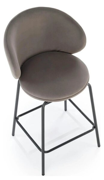 Scaun bar H121, gri - Mavel 14/negru, stofa catifelata/metal, 51x50x92