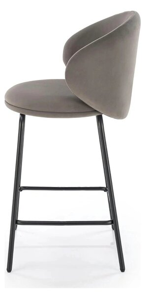 Scaun bar H121, gri - Mavel 14/negru, stofa catifelata/metal, 51x50x92