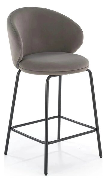Scaun bar H121, gri - Mavel 14/negru, stofa catifelata/metal, 51x50x92