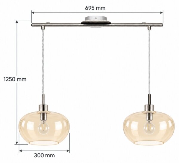 BRILAGI-LED Lustră pe cablu RETRO GLASS 2xE27/60W/230V crom mat/bej fumuriu