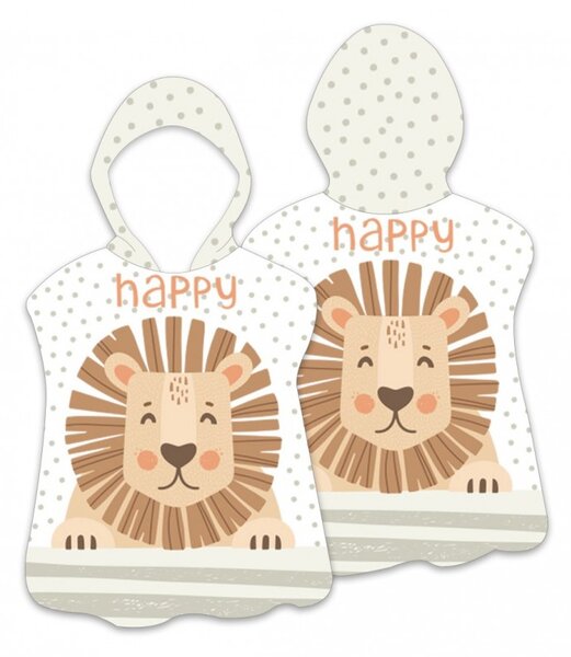 Poncho pentru copii HAPPY LION alb 60 x 60 cm