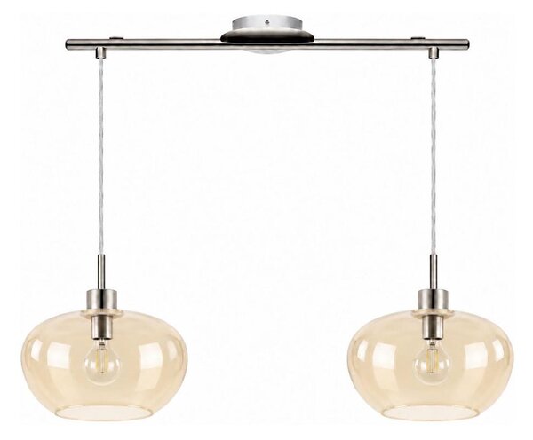 BRILAGI-LED Lustră pe cablu RETRO GLASS 2xE27/60W/230V crom mat/bej fumuriu