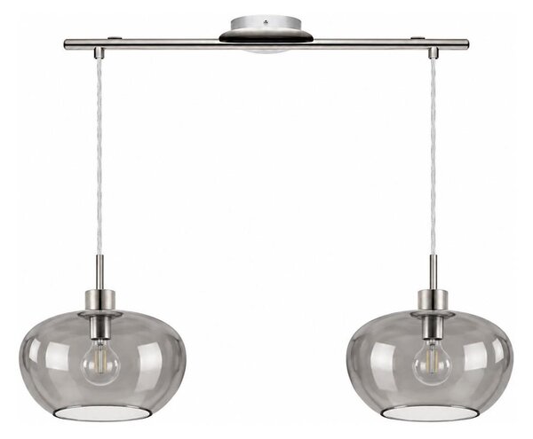 BRILAGI - Pendul LED pe cablu RETRO GLASS 2xE27/60W/230V crom mat/gri fumuriu