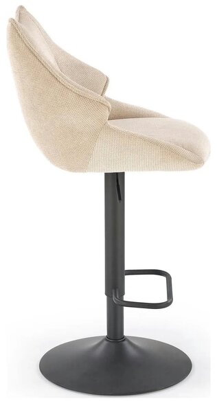 Scaun bar H122, bej/negru, stofa clasica/metal, 50x54x96/118 cm