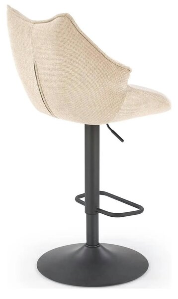 Scaun bar H122, bej/negru, stofa clasica/metal, 50x54x96/118 cm