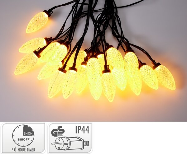 Instalație luminoasă LED de exterior pentru Crăciun 20xLED/230V 14,5 m IP44 alb cald