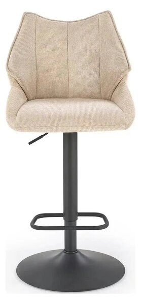 Scaun bar H122, bej/negru, stofa clasica/metal, 50x54x96/118 cm