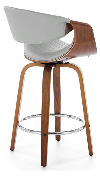 Scaun bar H123, gri/nuc, piele ecologica/placaj/metal, 55x51x91 cm