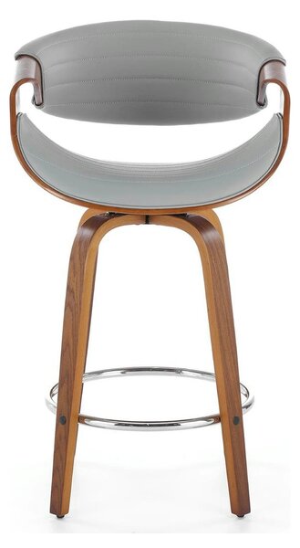 Scaun bar H123, gri/nuc, piele ecologica/placaj/metal, 55x51x91 cm