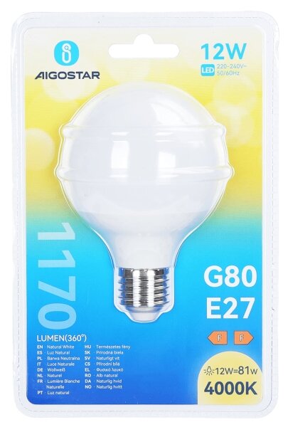 Bec LED G80 E27/12W/230V 4000K - Aigostar