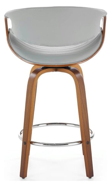 Scaun bar H123, gri/nuc, piele ecologica/placaj/metal, 55x51x91 cm