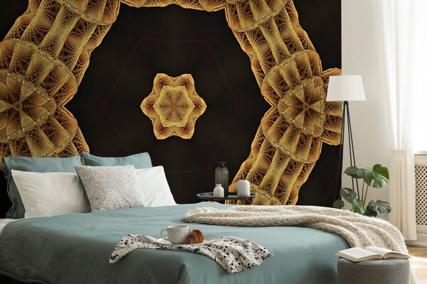 Tapet Mandala interesantă aurie