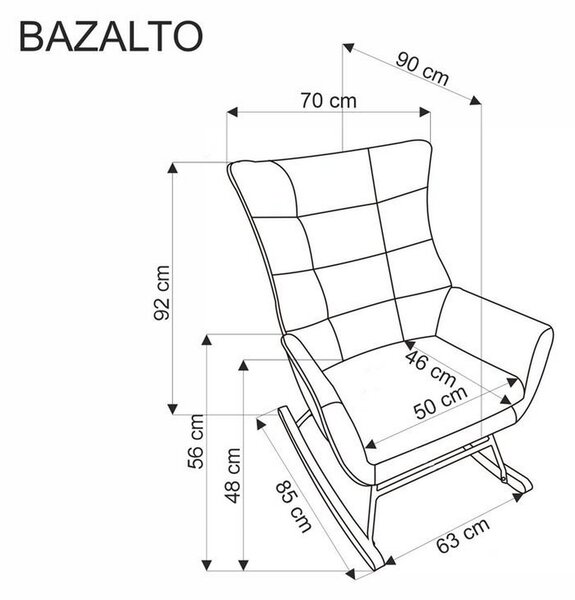 Fotoliu balansoar BAZALTO, galben/negru, stofa catifelata - Bluvel 68, 70x90x92 cm