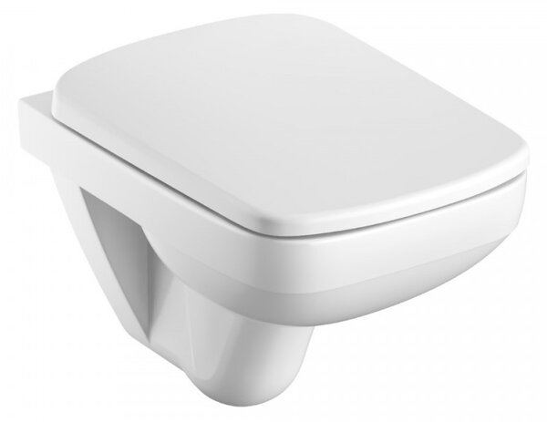 Set vas wc suspendat dreptunghiular cu capac soft close alb Geberit Selvona Compact