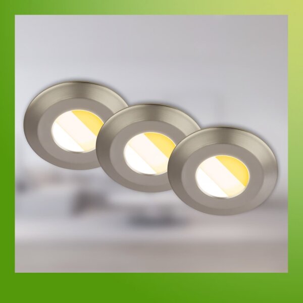 Set 3x plafoniere LED pentru baie Briloner KLIRA 7588032, 4,9 W, 230 V, IP44, crom