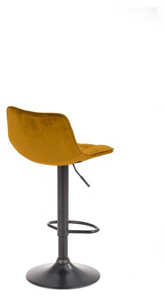 Scaun bar H95, galben mustar - Bluvel 68/negru, stofa catifelata/metal