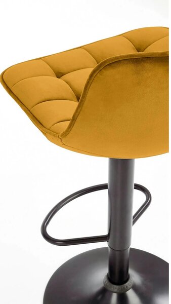 Scaun bar H95, galben mustar - Bluvel 68/negru, stofa catifelata/metal