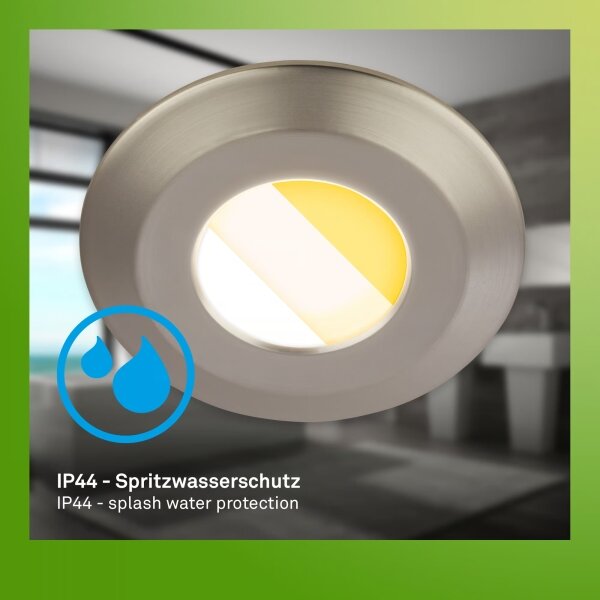 Set 3x plafoniere LED pentru baie Briloner KLIRA 7588032, 4,9 W, 230 V, IP44, crom