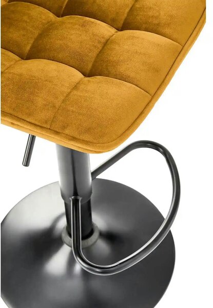 Scaun bar H95, galben mustar - Bluvel 68/negru, stofa catifelata/metal