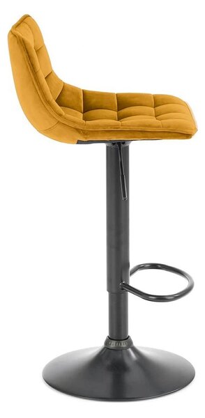 Scaun bar H95, galben mustar - Bluvel 68/negru, stofa catifelata/metal